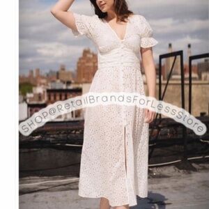 ZARA Embroidered Anglaise Eyelet Maxi Midi Dress